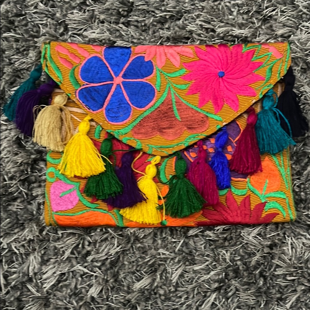 Colorful Embroidered Clutch